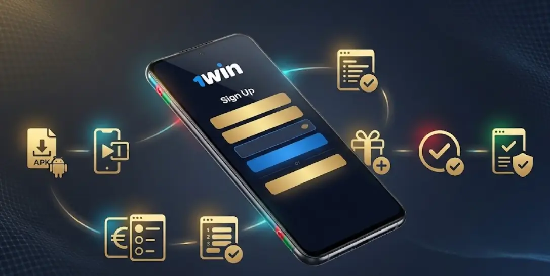 1win mobil tətbiqində yeni hesabın qeydiyyatı və bonusların əldə edilməsi